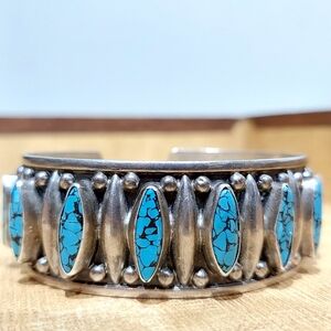 Vintage Mexico 925 Turquoise Cuff Bracelet